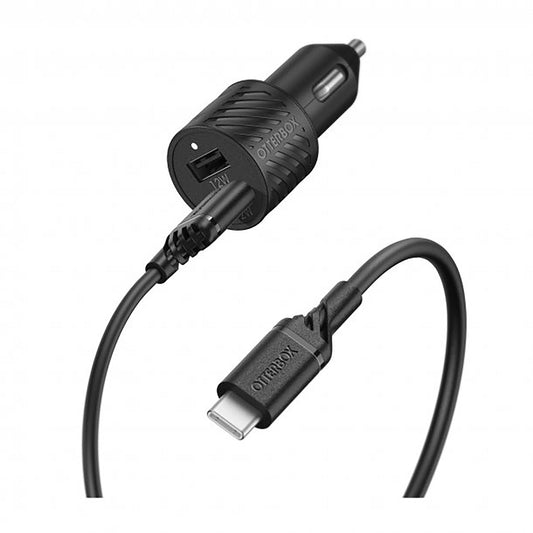 OtterBox 24W (100cm) Dual Port USB-A Car Charger Kit w/ USB-A to USB-C